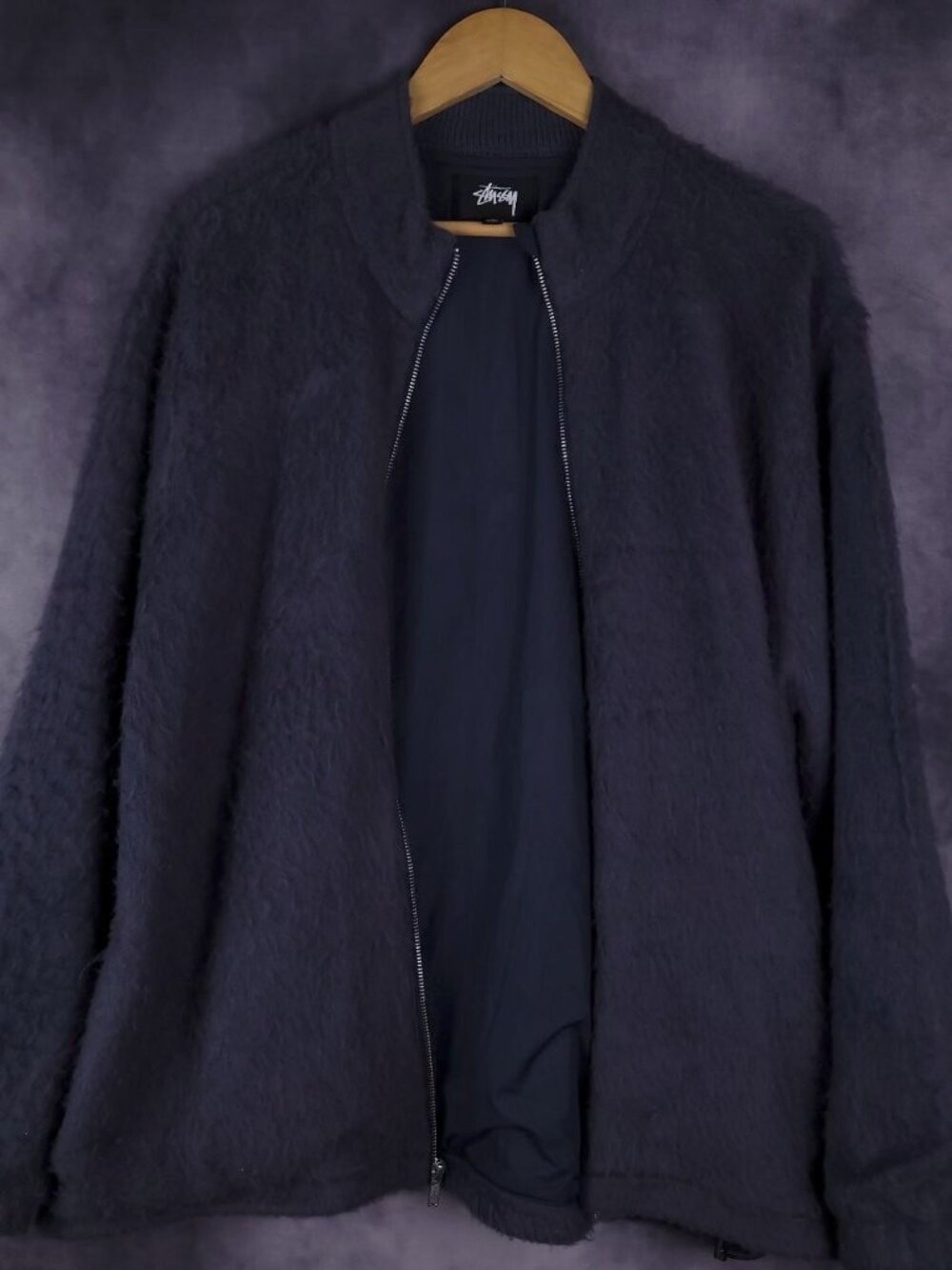 Stüssy purple angora style fuzzy fleece Marsh Jacket